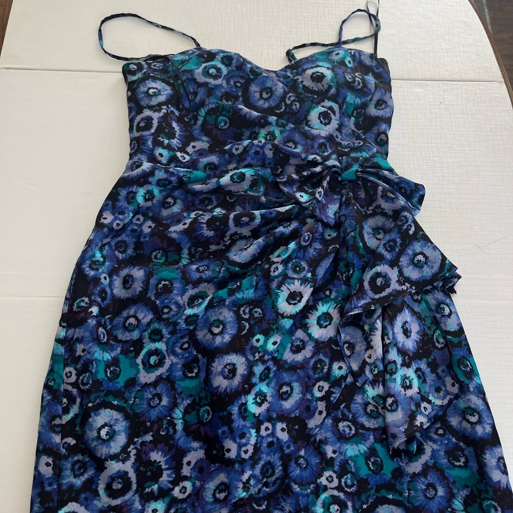 Blue Floral Spaghetti Strap Dress